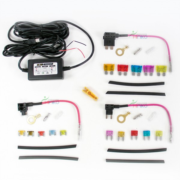 Complete KIT. MiniUSB BDP Hardwire + Add-a-Circuit Fuse Tap Piggy Back Fuse Holder 12/24V ( ATO/ATV, Mini, MIcro ) 